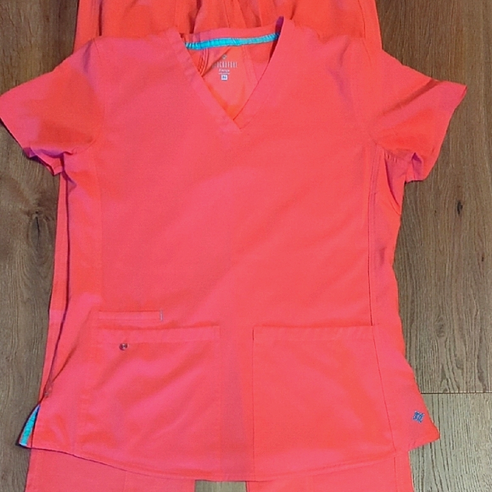 Med Couture Energy Outfit-Bright Coral Scrub Set